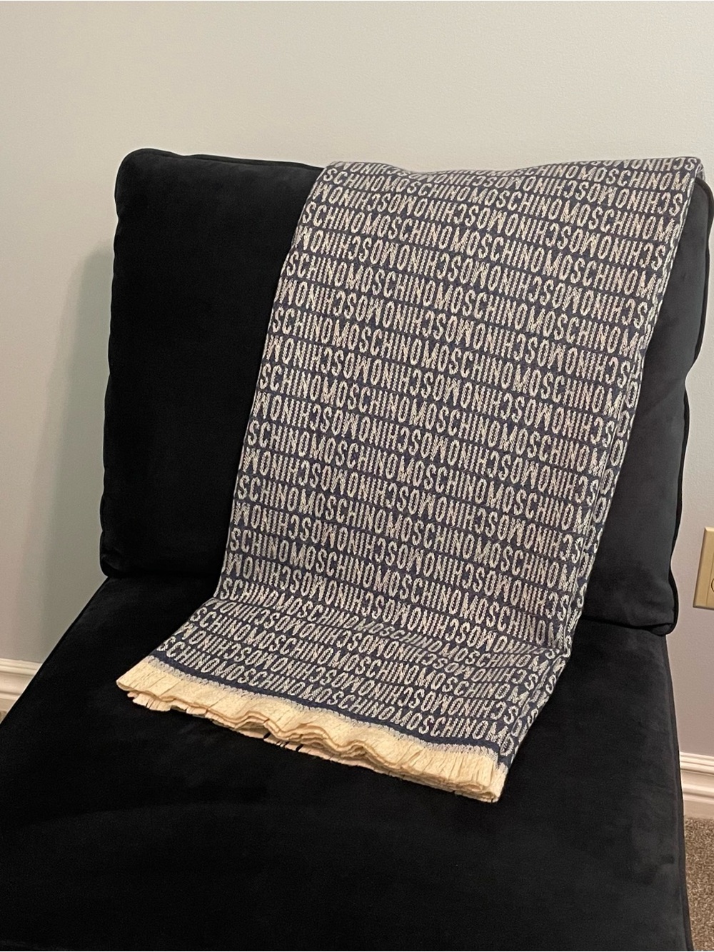 Moschino Italy 100% Wool Throw Blanket